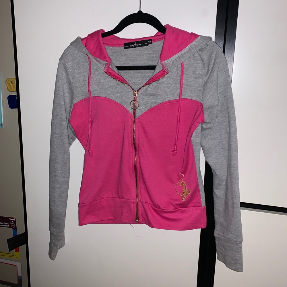 “Baby Phat” gray & pink hooded jacket, pre-owned